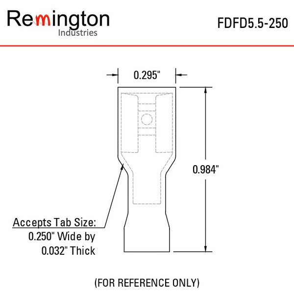 Terminales de conexión rápida totalmente aisladas de Remington Industries, Hembra, PVC, calibre 10-12 AWG, Amarillo, 10 piezas - FDFD5.5-250-10.