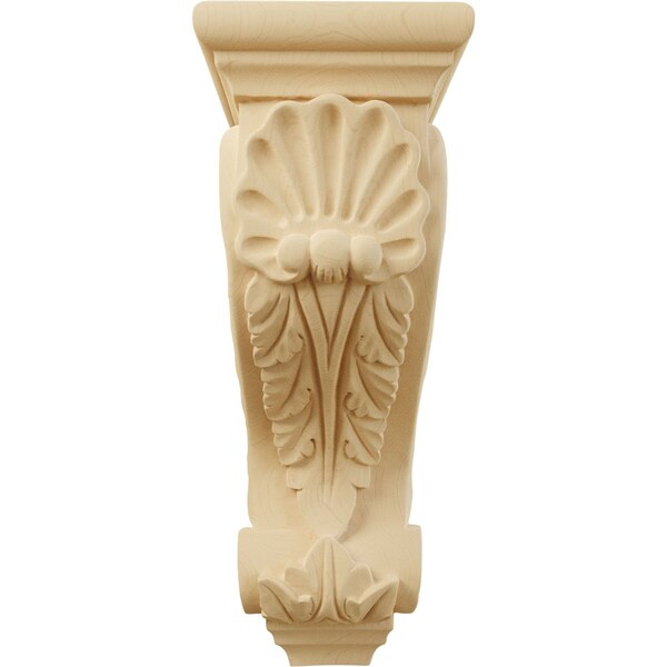 Ekena Millwork 5"W x 7"D x 14"H Large Shell Corbel, Alder - CORW05X07X14SHAL