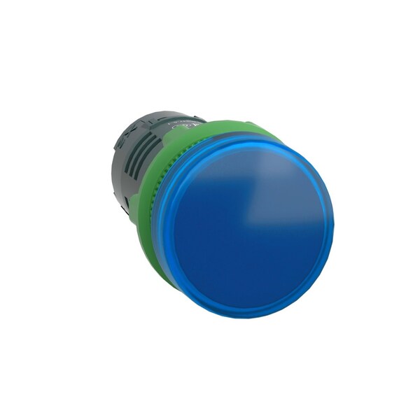 Schneider Electric Monolithic pilot light, Harmony XB5, grey plastic, blue, 22mm, universal LED, plain lens, 24V AC DC - XB5EVB6