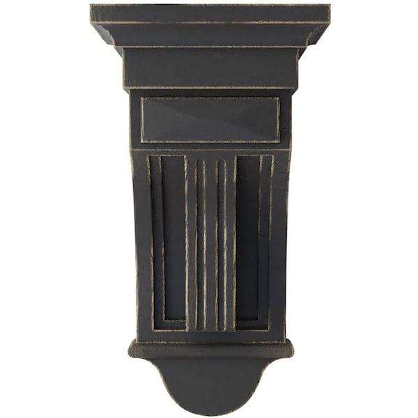 Ekena Millwork 6 1/2"W x 6 1/2"D x 12"H Raised Fluting Wood Vintage Decor Corbel, Black - CORWD06X06X12RABL