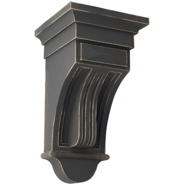 Ekena Millwork 6 1/2"W x 6 1/2"D x 12"H Raised Fluting Wood Vintage Decor Corbel, Black - CORWD06X06X12RABL