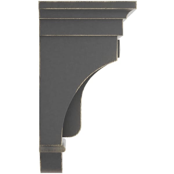 Ekena Millwork 6 1/2"W x 6 1/2"D x 12"H Raised Fluting Wood Vintage Decor Corbel, Black - CORWD06X06X12RABL