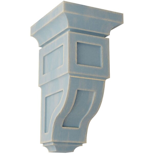 Ekena Millwork 4"W x 4 3/4"D x 8"H Small Reyes Wood Vintage Decor Corbel, Driftwood Blue - CORWD04X04X08RYBU