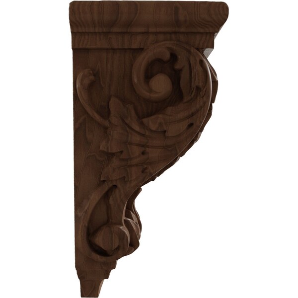 Ekena Millwork 5"W x 5"D x 10"H Medium Acanthus Wood Corbel, Mahogany - CORW05X05X10ACGM