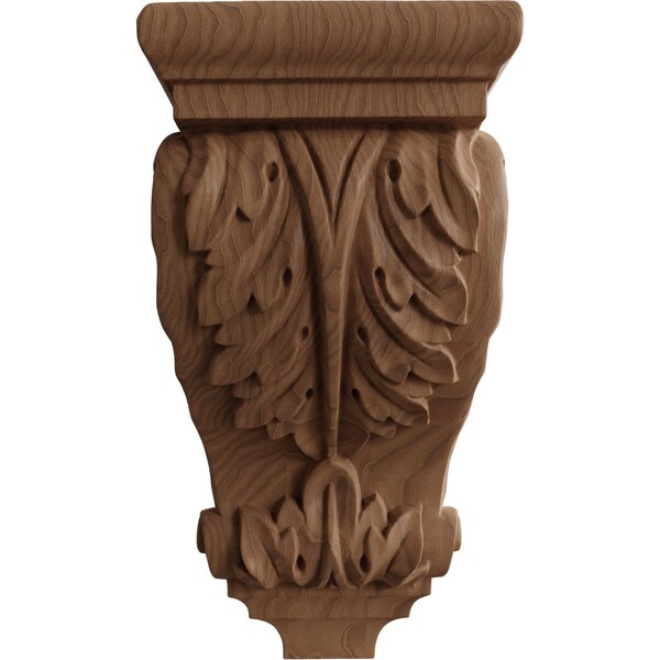 Ekena Millwork 5"W x 5"D x 10"H Medium Acanthus Wood Corbel, Mahogany - CORW05X05X10ACGM