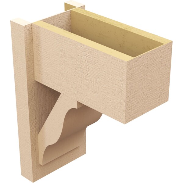 Ekena Millwork 8-in W x 14-in D x 18-in H Funston Block Rough Cedar Woodgrain TimberThane Outlooker, Primed Tan - OUTUR080X14X18FST44RCPR