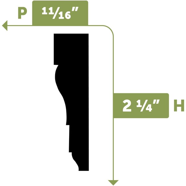 Ekena Millwork WM366 - 2 1/4"H x 11/16"D x 144"L Casing Flexible Moulding - CASFWM366X144