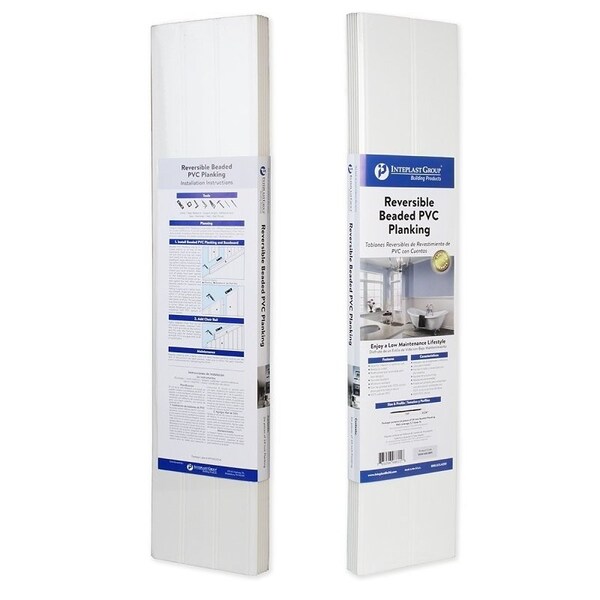 Inteplast Group 004 Series Reversible Beaded Wainscot Kit, 34 in L, 712 in W, 37 linearft Coverage Area - 10040300891
