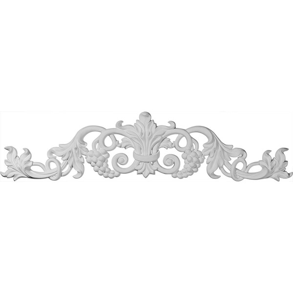 Ekena Millwork 39"W  x 8 7/8"H x 1 3/8"P Large Grape and Leaf Center with Scrolls Onlay - ONL39X08X02GR