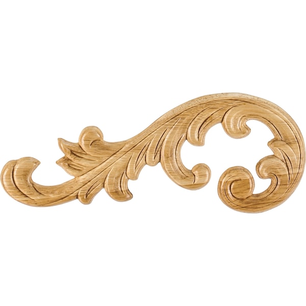 Hardware Resources 10-5/8" Wx5/16"Dx4-3/8"H Left Pressed Rubberwood Acanthus Appliqué - PAPL-11-LRW