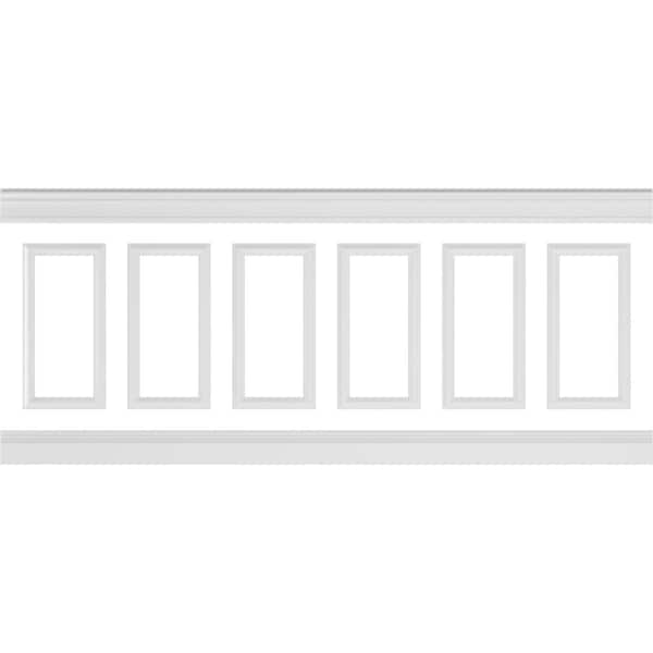 Ekena Millwork 94 1/2"L (Adjustable 40"H to 44"H) Ashford Square Panel Traditional Wainscot Paneling Kit - WPKUSQ091P040