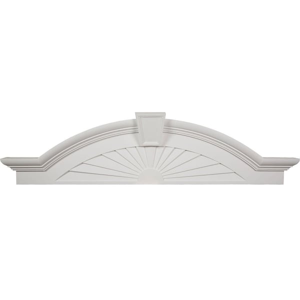 Ekena Millwork 62 1/2" Bottom Width x 68 1/8" Top Width x 17 3/8"H x 6 1/8"P Elliptical Sunburst with Trim Pediment - PED68X17X06ST