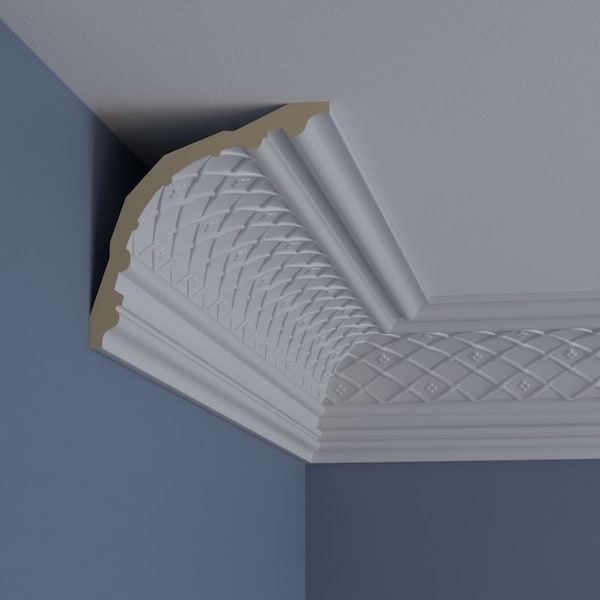 Ekena Millwork 6"H x 6"P x 8 3/8"F x 94 1/2"L Brightton Large Crown Moulding - MLD06X06X08BR
