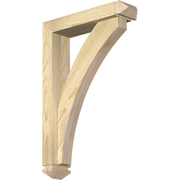 Ekena Millwork Thorton Arts and Crafts Rough Sawn Bracket w/ Offset Brace, Douglas Fir, 4"W x 16"D x 24"H - BKT0402X16X24THR03RDF