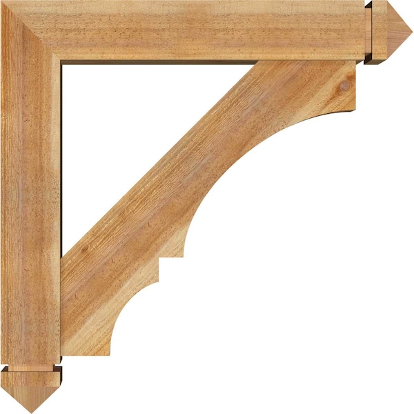 Ekena Millwork Balboa Arts and Crafts Rough Sawn Bracket w/ Offset Brace, Western Red Cedar, 6"W x 28"D x 28"H - BKT0604X28X28BOA03RWR