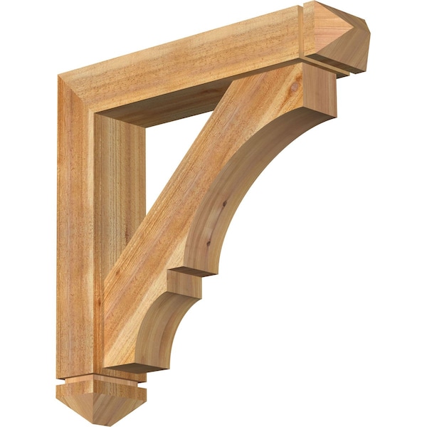 Ekena Millwork Balboa Arts and Crafts Rough Sawn Bracket w/ Offset Brace, Western Red Cedar, 6"W x 28"D x 28"H - BKT0604X28X28BOA03RWR