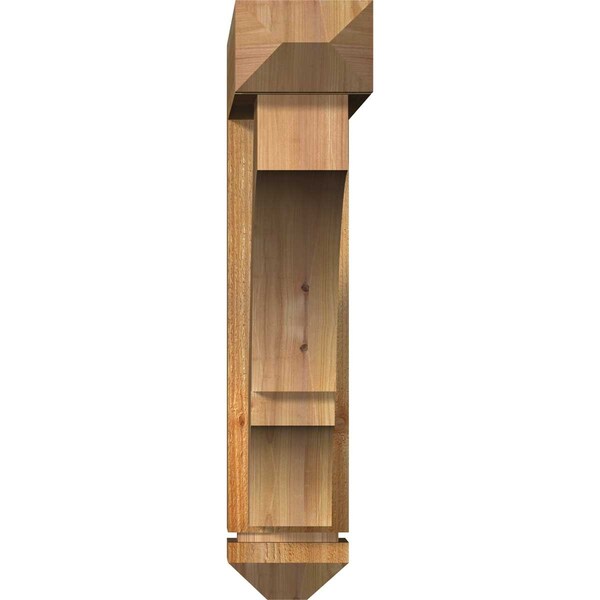 Ekena Millwork Balboa Arts and Crafts Rough Sawn Bracket w/ Offset Brace, Western Red Cedar, 6"W x 28"D x 28"H - BKT0604X28X28BOA03RWR