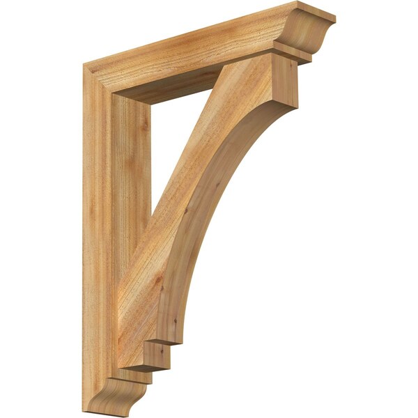 Ekena Millwork Imperial Traditional Rough Sawn Bracket w/ Offset Brace, Western Red Cedar, 6"W x 28"D x 36"H - BKT0604X28X36IMP01RWR