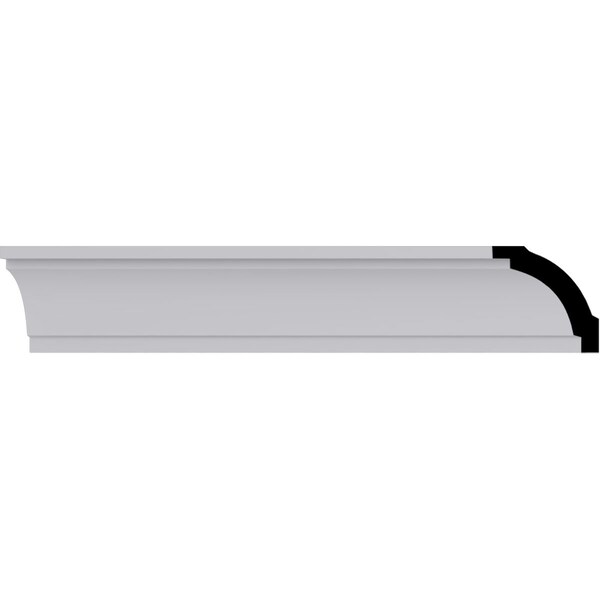 Ekena Millwork 1 1/2"H x 1 1/2"P x 2 1/4"F x 94 1/2"L Tyrone Smooth Crown Moulding - MLD01X01X02TY