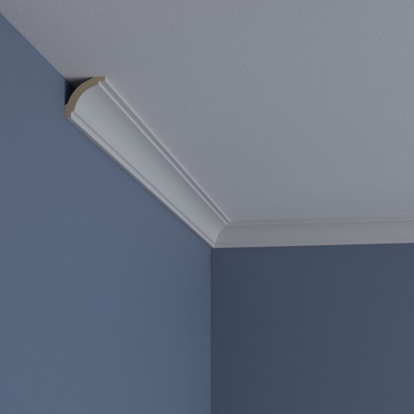 Ekena Millwork 1 1/2"H x 1 1/2"P x 2 1/4"F x 94 1/2"L Tyrone Smooth Crown Moulding - MLD01X01X02TY