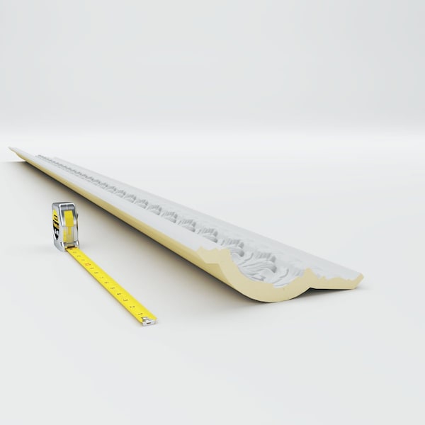 Ekena Millwork 7 3/4"H x 5 1/2"P x 9 1/2"F x 94 1/2"L Odessa Leaf Dentil Crown Moulding - MLD07X05X09OD