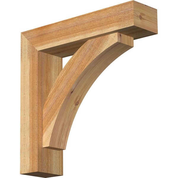 Ekena Millwork Thorton Block Rough Sawn Bracket w/ Offset Brace, Western Red Cedar, 6"W x 24"D x 24"H - BKT0604X24X24THR05RWR
