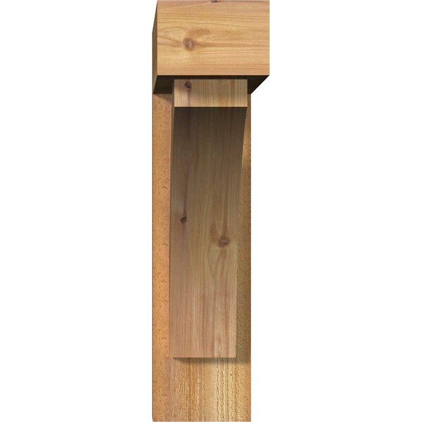 Ekena Millwork Thorton Block Rough Sawn Bracket w/ Offset Brace, Western Red Cedar, 6"W x 24"D x 24"H - BKT0604X24X24THR05RWR