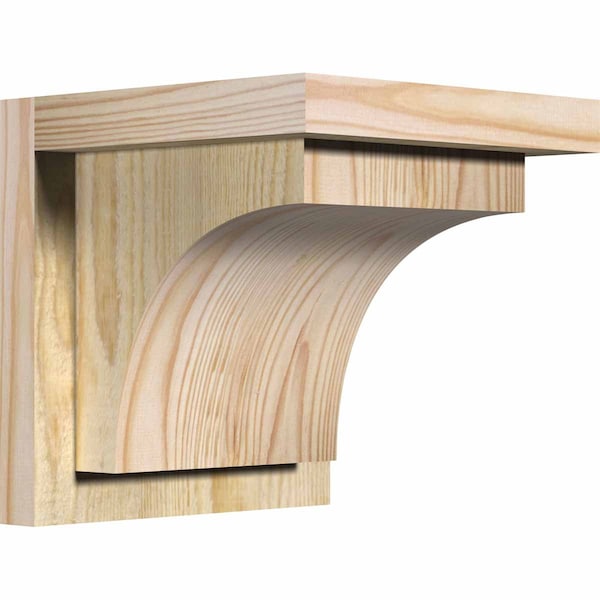 Ekena Millwork Huntington Rough Sawn Corbel w/Backplate, Douglas Fir, 8"W x 8"D x 8"H - COR08X08X08HUN01RDF