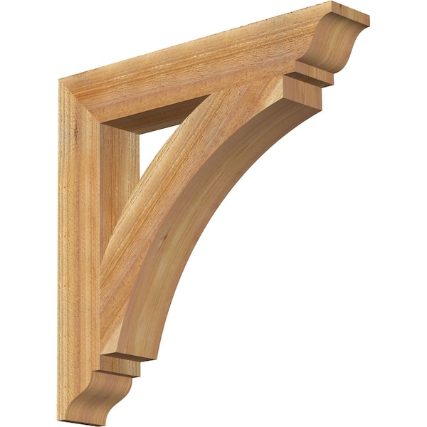 Ekena Millwork Thorton Traditional Rough Sawn Bracket, Western Red Cedar, 4"W x 24"D x 24"H - BKT04X24X24THR01RWR