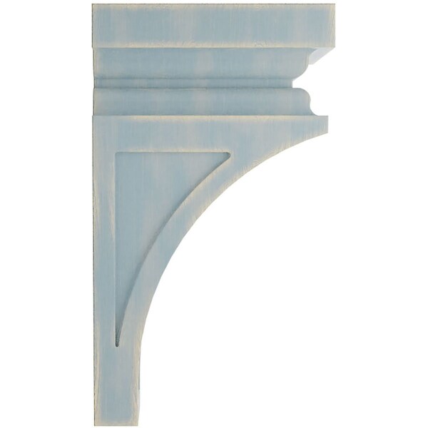 Ekena Millwork 6"W x 6 3/4"D x 12"H Large Nevio Wood Vintage Decor Corbel, Driftwood Blue - CORWD06X06X12NEBU
