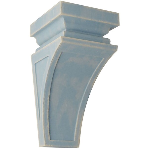 Ekena Millwork 6"W x 6 3/4"D x 12"H Large Nevio Wood Vintage Decor Corbel, Driftwood Blue - CORWD06X06X12NEBU