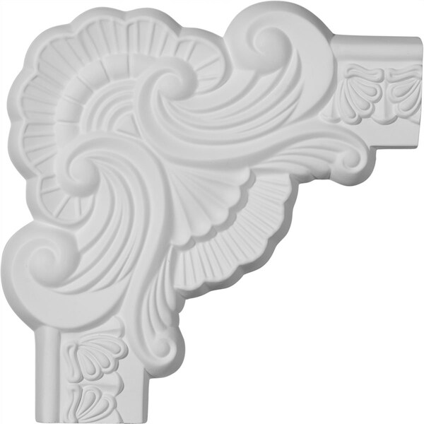 Ekena Millwork 9 3/8"W x 9 3/8"H Acanthus Leaf Panel Moulding Corner (matches moulding PML02X00AC) - PML09X09AC
