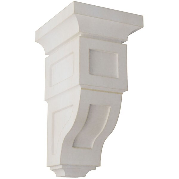 Ekena Millwork 4"W x 4 3/4"D x 8"H Small Reyes Wood Vintage Decor Corbel, Chalk Dust White - CORWD04X04X08RYWH