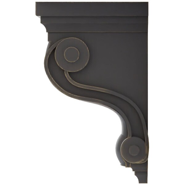 Ekena Millwork 3 3/8"W x 6 1/2"D x 10 1/2"H Boston Traditional Scroll Wood Vintage Decor Corbel, Pebble Grey - CORWD03X06X10TSPG