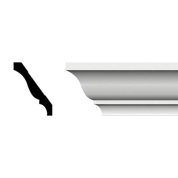 Ekena Millwork WM48 - 3 3/8"H x 2 1/2"P x 4 1/4"F x 96"L Crown Moulding, PVC - WM48X96SWPV