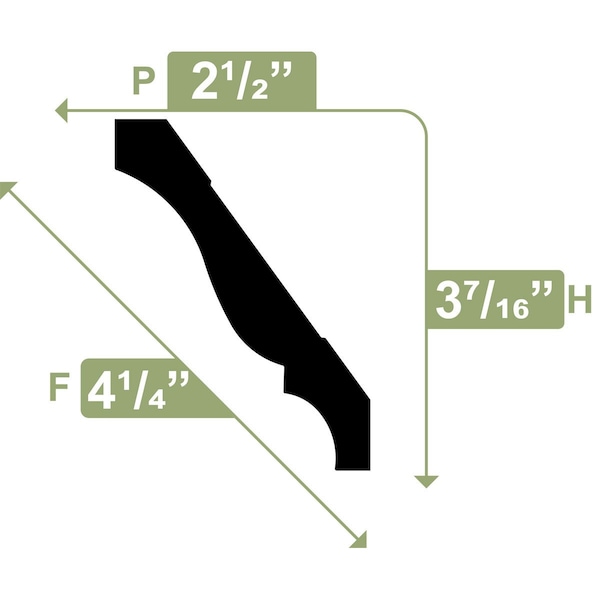 Ekena Millwork WM48 - 3 3/8"H x 2 1/2"P x 4 1/4"F x 96"L Crown Moulding, PVC - WM48X96SWPV