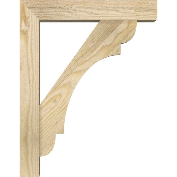 Ekena Millwork Olympic Block Rough Sawn Bracket w/ Offset Brace, Douglas Fir, 4"W x 14"D x 18"H - BKT0402X14X18OLY05RDF