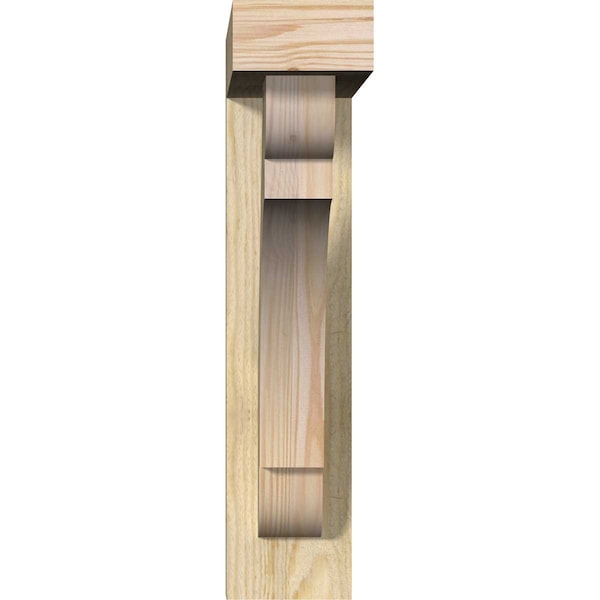 Ekena Millwork Olympic Block Rough Sawn Bracket w/ Offset Brace, Douglas Fir, 4"W x 14"D x 18"H - BKT0402X14X18OLY05RDF