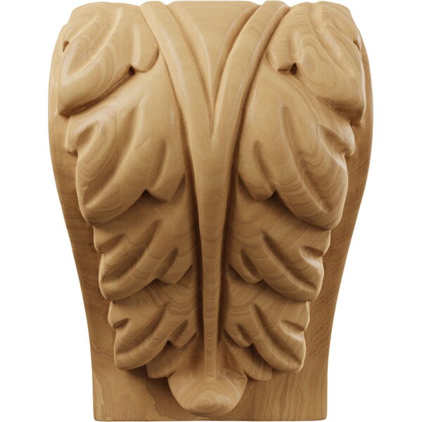Ekena Millwork 3 1/4"W x 2 3/4"D x 5"H Medium Acanthus Leaf Block Corbel, Cherry - CORW03X03X05BACH