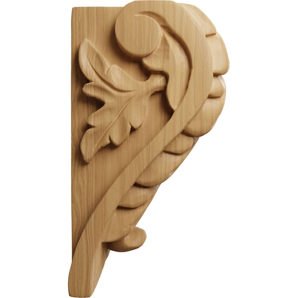 Ekena Millwork 3 1/4"W x 2 3/4"D x 5"H Medium Acanthus Leaf Block Corbel, Cherry - CORW03X03X05BACH