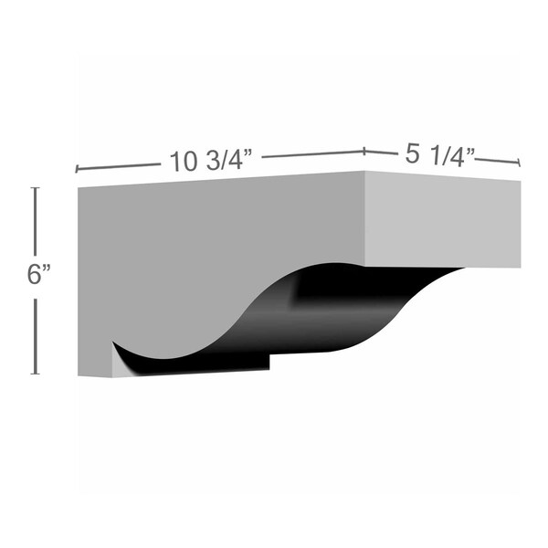 Ekena Millwork 6"W x 10 3/4"D x 5 1/4"H Temple Bracket - BKT06X10X05TE