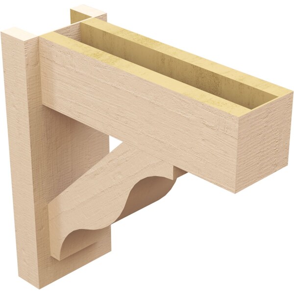 Ekena Millwork 6-in W x 16-in D x 16-in H Funston Block Rough Cedar Woodgrain TimberThane Outlooker, Primed Tan - OUTUR060X16X16FST44RCPR