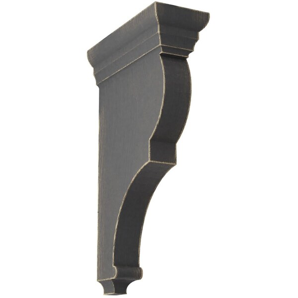 Ekena Millwork 3 1/2"W x 7 1/2"D x 14"H Extra Large Rojas Wood Vintage Decor Corbel, Black - CORWD03X07X14RJBL