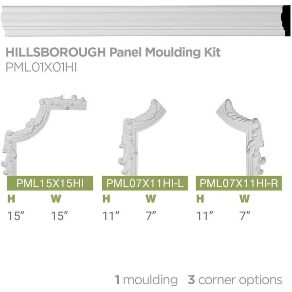 Ekena Millwork SAMPLE - 1 3/4"H x 5/8"P x 12"L Hillsborough Panel Moulding - SAMPLE-PML01X01HI