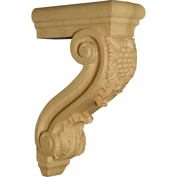 Osborne Wood Products 13 1/2 x 3 1/2 x 8 Modified Bar Corbel with Grapes in Hard Maple - 8107HM