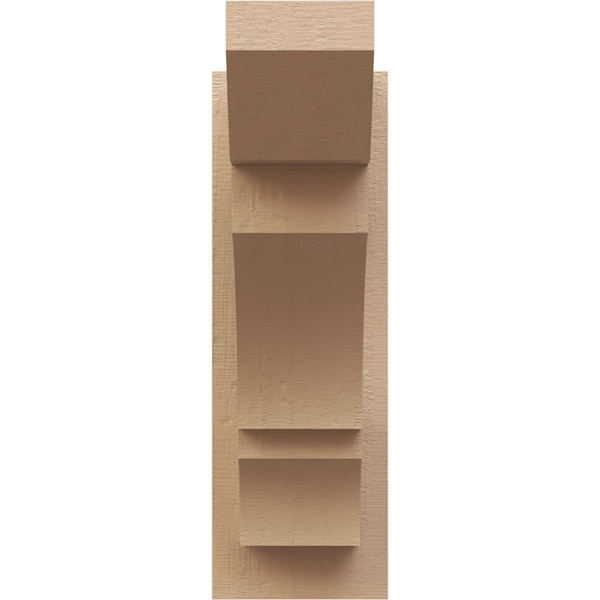 Ekena Millwork 6-in W x 14-in D x 18-in H Balboa Slat Rough Cedar Woodgrain TimberThane Outlooker, Primed Tan - OUTUR060X14X18BOA24RCPR