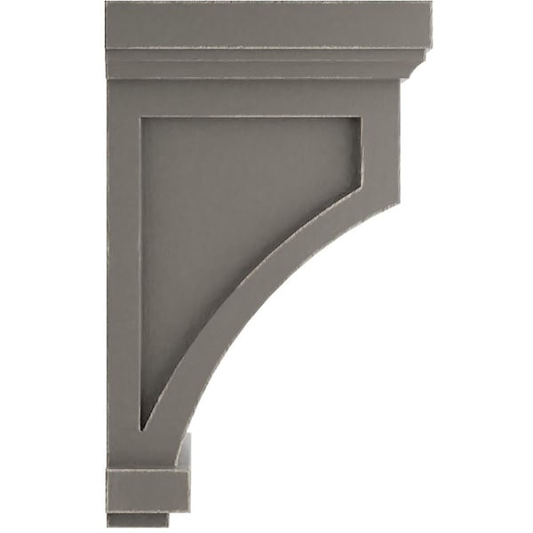 Ekena Millwork 4 1/4"W x 4 1/4"D x 7"H Fluted Wood Vintage Decor Corbel, Reclaimed Grey - CORWD04X04X07FLGY