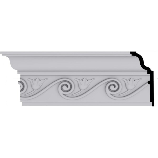 Ekena Millwork 6 1/4"H x 2 3/4"P x 7"F x 94 1/2"L, (5 3/8" Repeat), Floral Crown Moulding - MLD06X02X07FL
