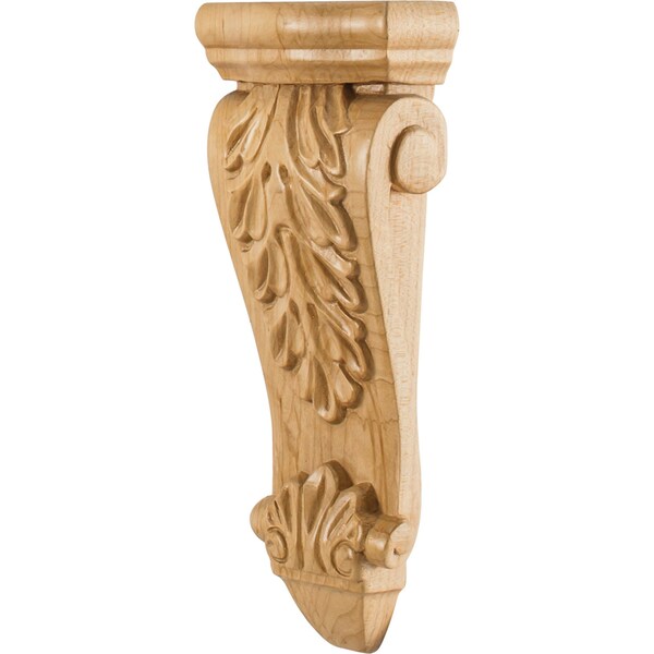 Hardware Resources 4-1/2" Wx1-7/8"Dx10"H Maple Low-profile Acanthus Corbel - CORK-3MP