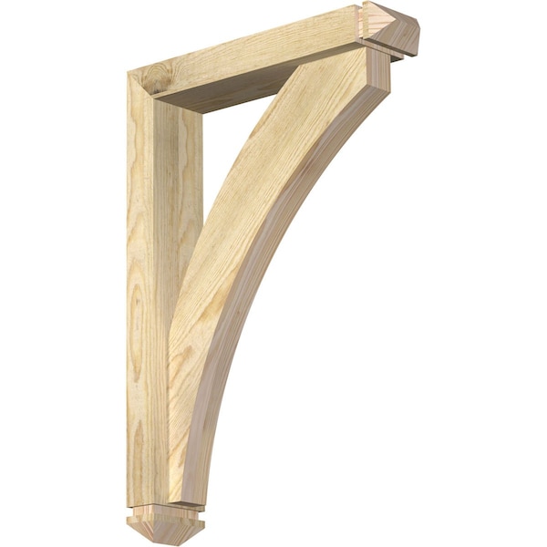Ekena Millwork Thorton Arts and Crafts Rough Sawn Bracket w/ Offset Brace, Douglas Fir, 4"W x 18"D x 26"H - BKT0402X18X26THR03RDF